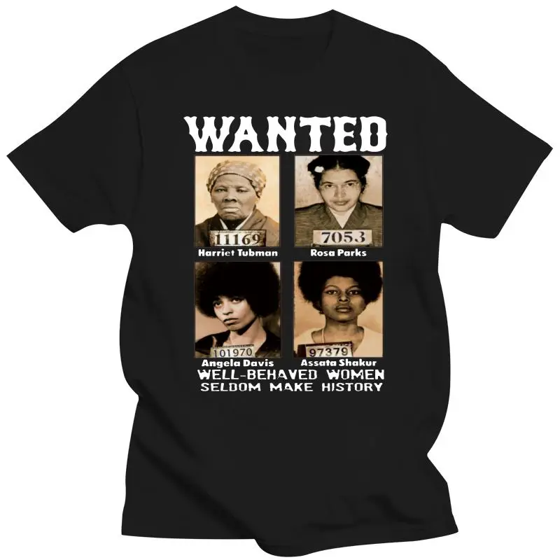 Abbigliamento Uomo Wanted Harriet Tubman Rosa Parks Angela Davis Assata Black Men Print T-Shirt Fashion Top Cotton Casual O Neck Top