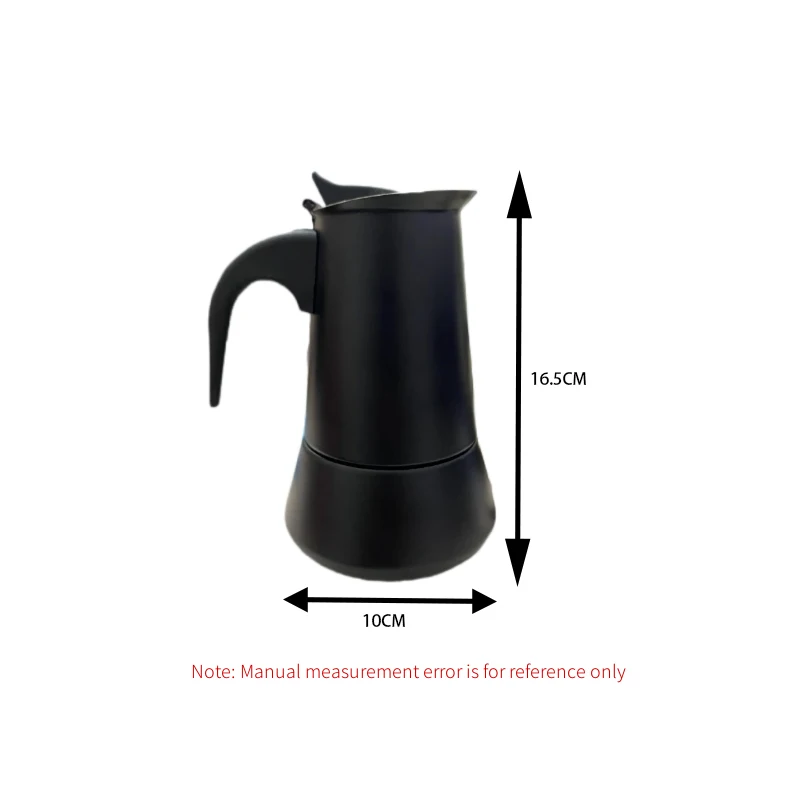 New Pure Black Moka pot induction cooker suitable coffee maker stainless steel coffee machine 4