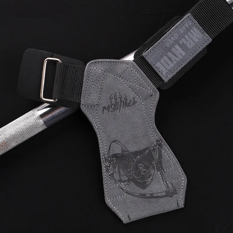 Death Pattern Cowhide Gym Gloves Grips Anti-Skid Weight Power Belt Lifting Pads Deadlift Belt Workout Crossfit Fitness Gloves 4