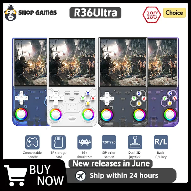 R36 Ultra 2025 Open Source R36S Video Game Console Linux System 4.0 Inch IPS Screen  Portable Pocket Video Player 64G best Games
