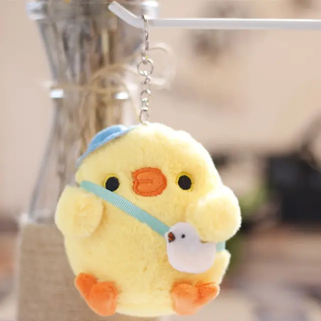 귀여운 치킨 봉제 인형 미니 카와이 오리 키 체인, Little Yellow Chicken Pendant, 기분 추적기