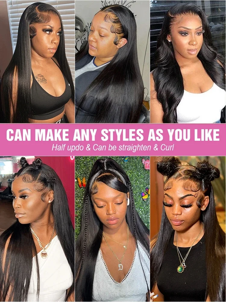13x6 Hd Lace Frontal Wig Straight Human Hair Wigs For Black Woman Brazilian Wigs Original 40 Inch Wigs Clearance Sale Items 6