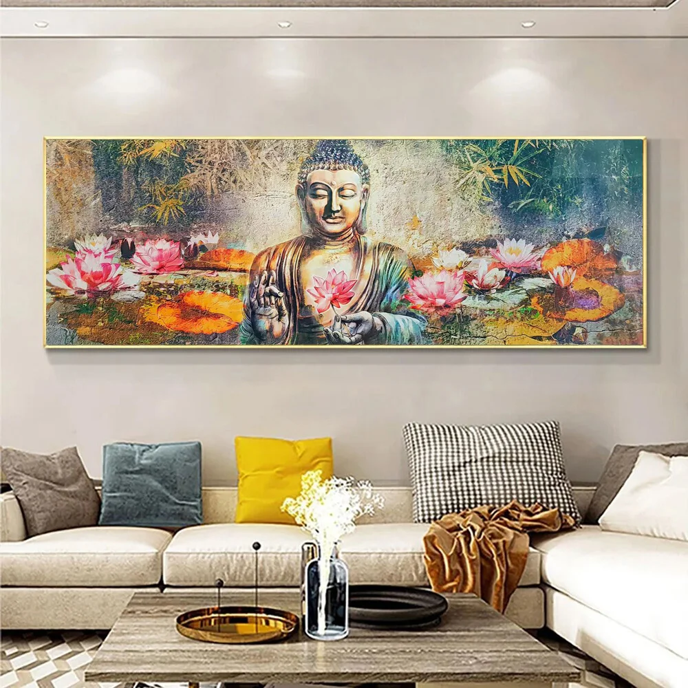 Tan Paisley Buddha - Square Canvas Art Print for Zen Decor