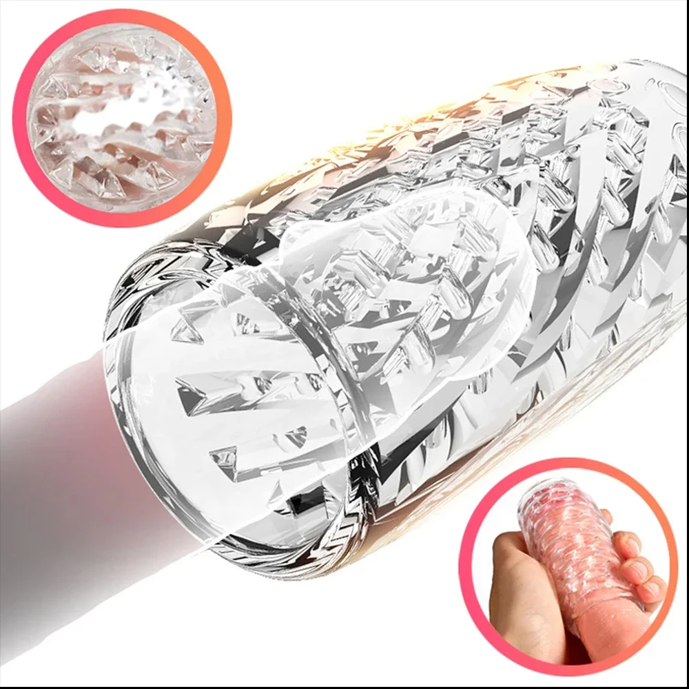 9cm Transparent Male Masturbator Artificial Pussy Vaginal Men 18+ Glans Sucking Penis Pump Spikes Exerciser Erotic Products male masturbator penis pump