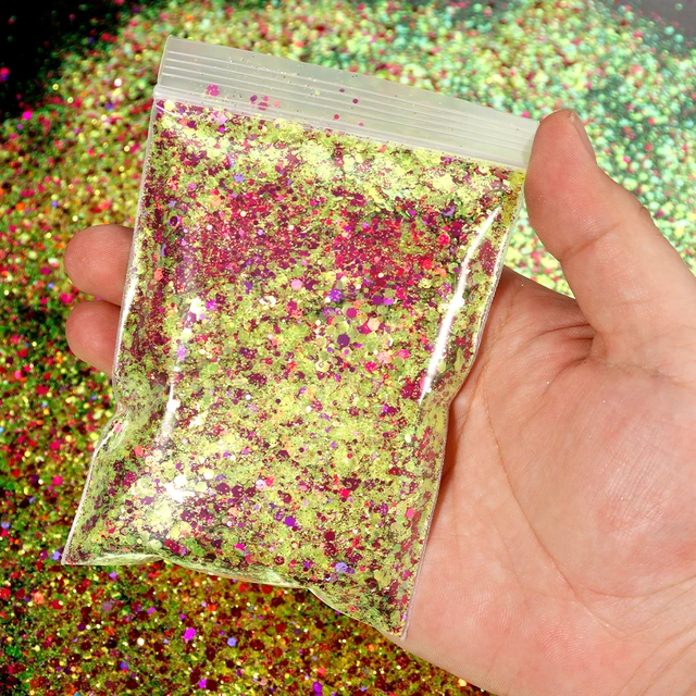 50G Holographic Mixed Hexagon Shape Chunky Nail Glitter Silver Sequins  Laser Sparkly Flakes Slices Manicure Nails Art Decoration - AliExpress