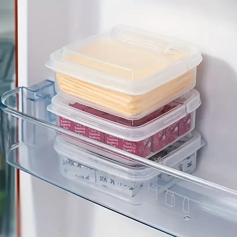 2pcs-Butter Cheese Storage Box Transparent Cheese Box Refrigerator Kitchen Fruit Vegetable Fresh-keeping Organizer Storage Box