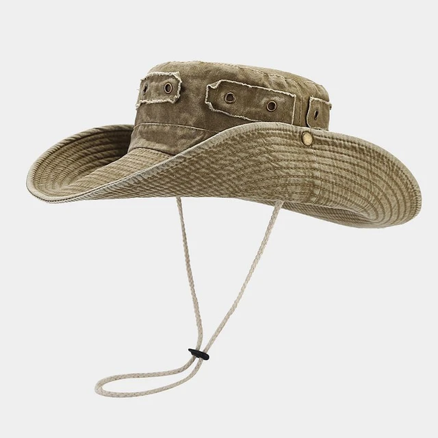 2023 Solid Colors Cowboy Bucket Hat with String Denim Beach Sun Hats for Women  Outdoor Hiking