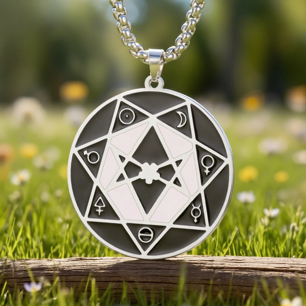 Dawapara Unicursal Hexagramm Thelema Halskette Siegel Stern von Babalon Schutz Talisman Anhänger Edelstahl Schmuck – Detail 7