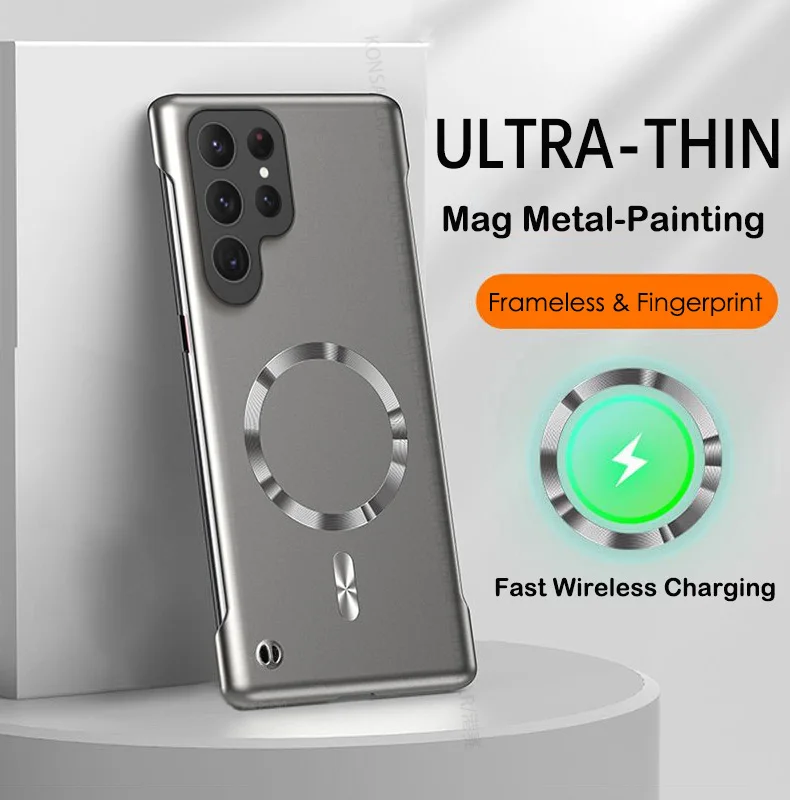 Enhanced Magnetic Wireless Charging Metal Paint Frameless Case Cover