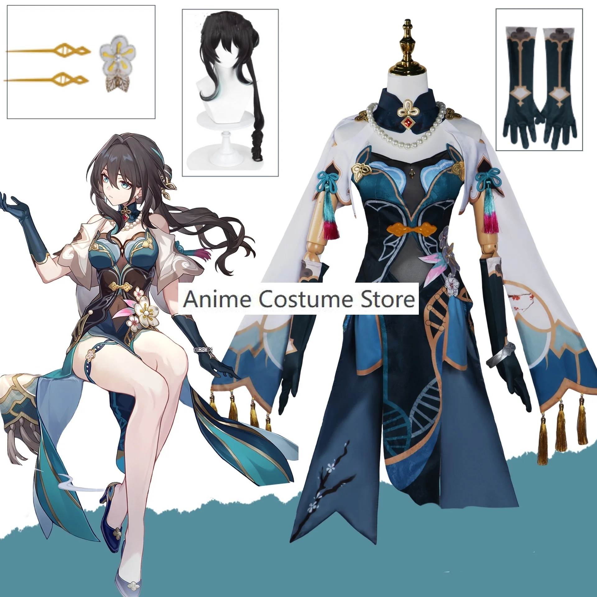 

Ruan Mei Honkai Cosplay Game Honkai Star Rail Ruan Mei Cosplay Costume Party Outfits Costume Wig Full Set for Women Girls