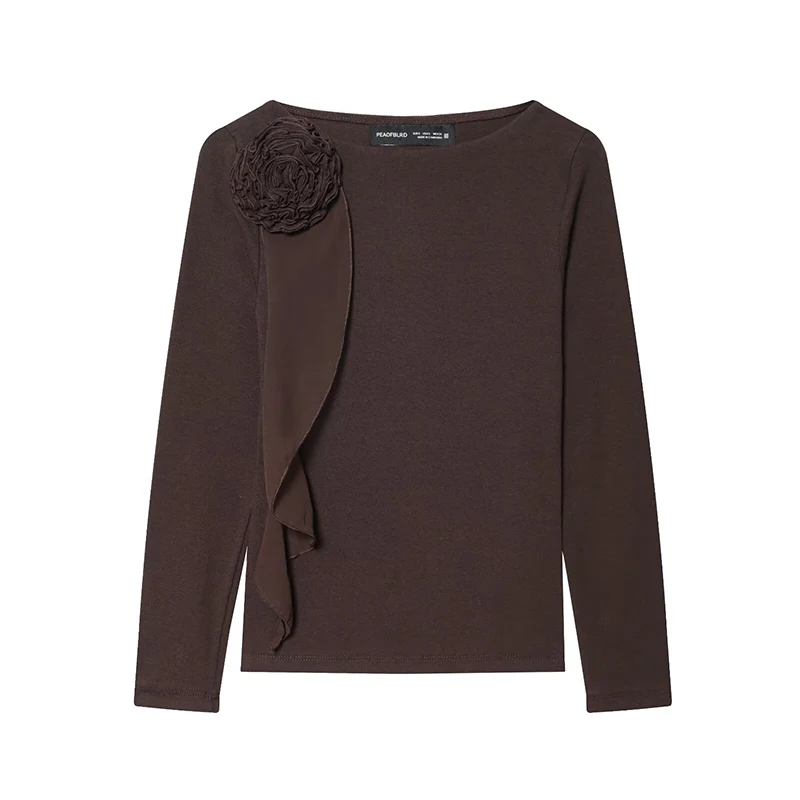 Women's Simple Style T-Shirts Spring Summer Fashion With Flower Short T Shirts for Women Streetwear Long Sleeve Casual Tops