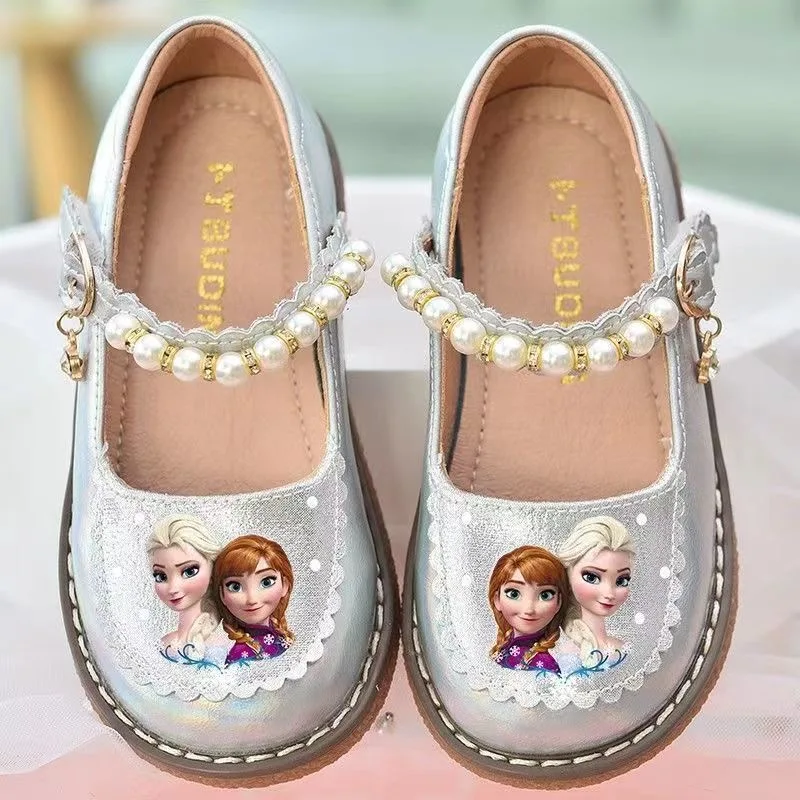 New girls  frozen snow White Princess sandals Disney princess kids soft decorative pearls shoes Europe size 23-34 extra wide fit children's shoes