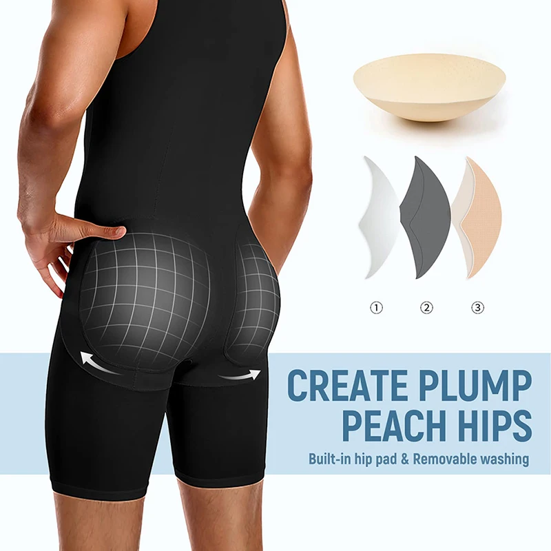 Butt Lifter Shapewear for Men Full Body Shaper Hip Padded Pants Booty Enhancer Bodysuit Underwear Slimming Corset Open Crotch