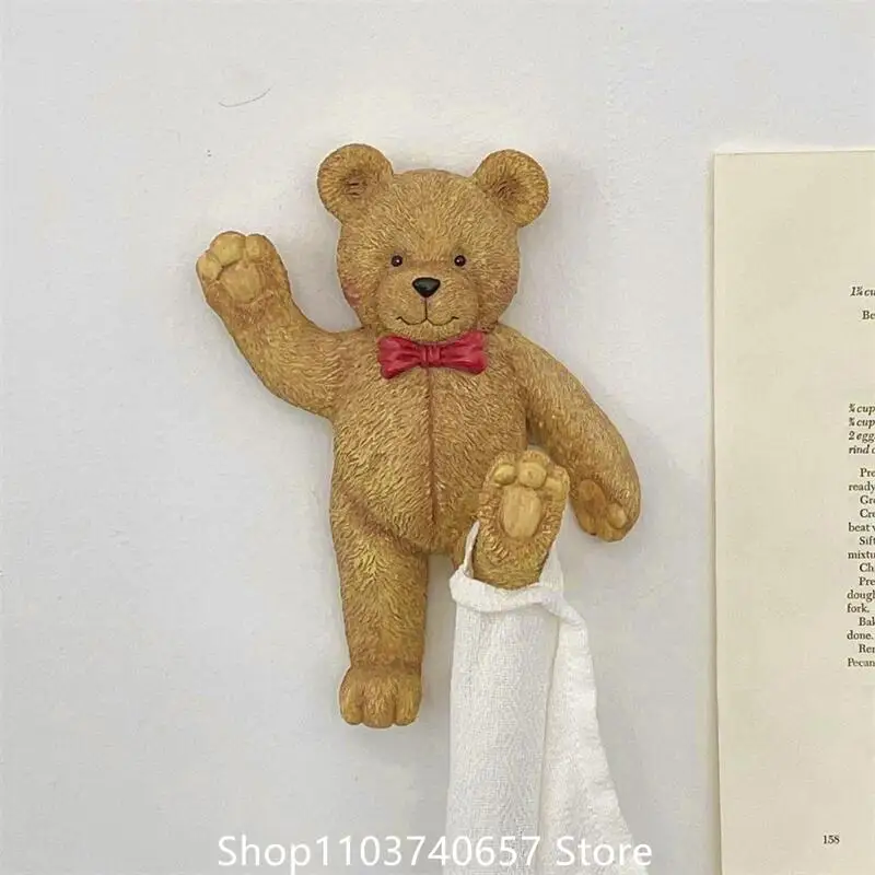 Cute Bear Resin Hook Wall Hanging  Retro Ins Style Blogger Bear Festival Gift Decorative Resin Ornament 3