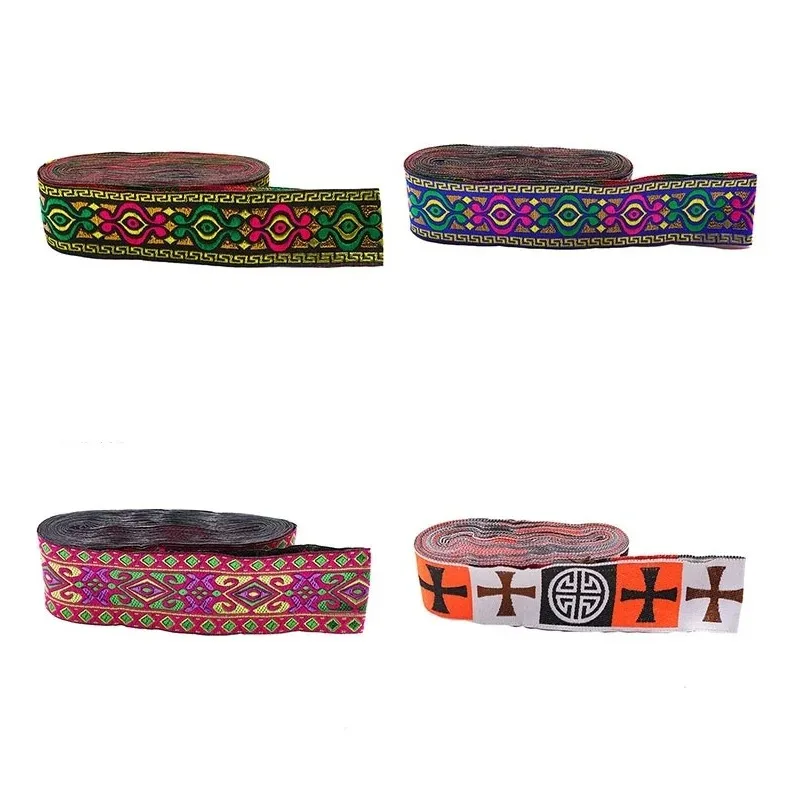 Nastri Jacquard Ricamati Etnici, Passamaneria in Pizzo per Decorazioni Fai-da-Te, Accessori per Abbigliamento e Copricapi, 5cm X 7 Metri - immagine 5