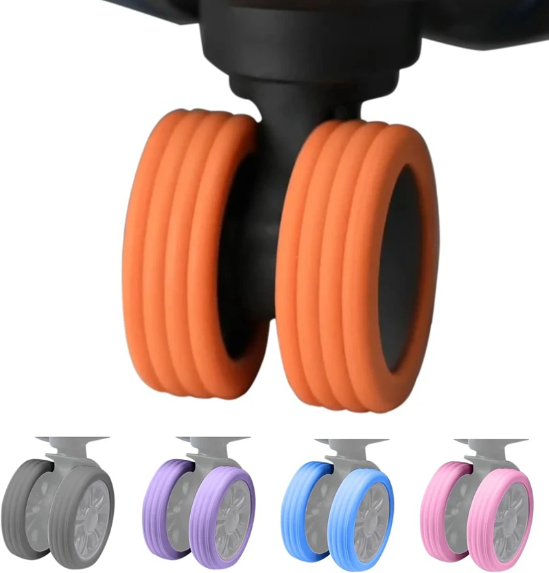 8PCS Luggage Wheels Protector Silicone Wheels Caster Shoes Travel