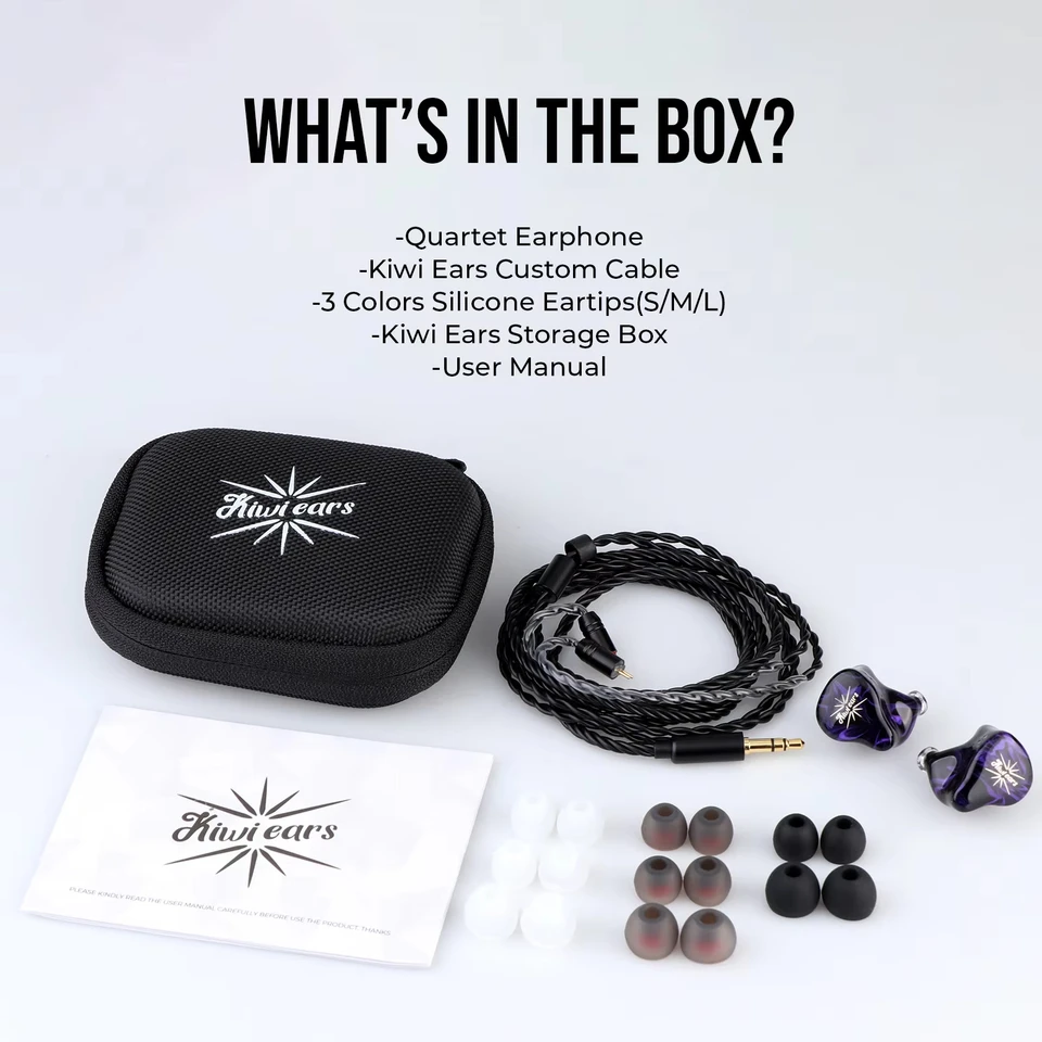 Kiwi Ears Quartet 2DD+2BA ハイブリッド インイヤー モニター 10mm
