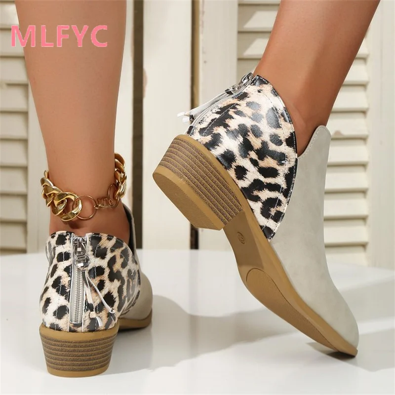 Women's Boots Autumn New Short Boots Pointed Thick Heel Colored Back Zipper Boots Winter Casual ladies Boots