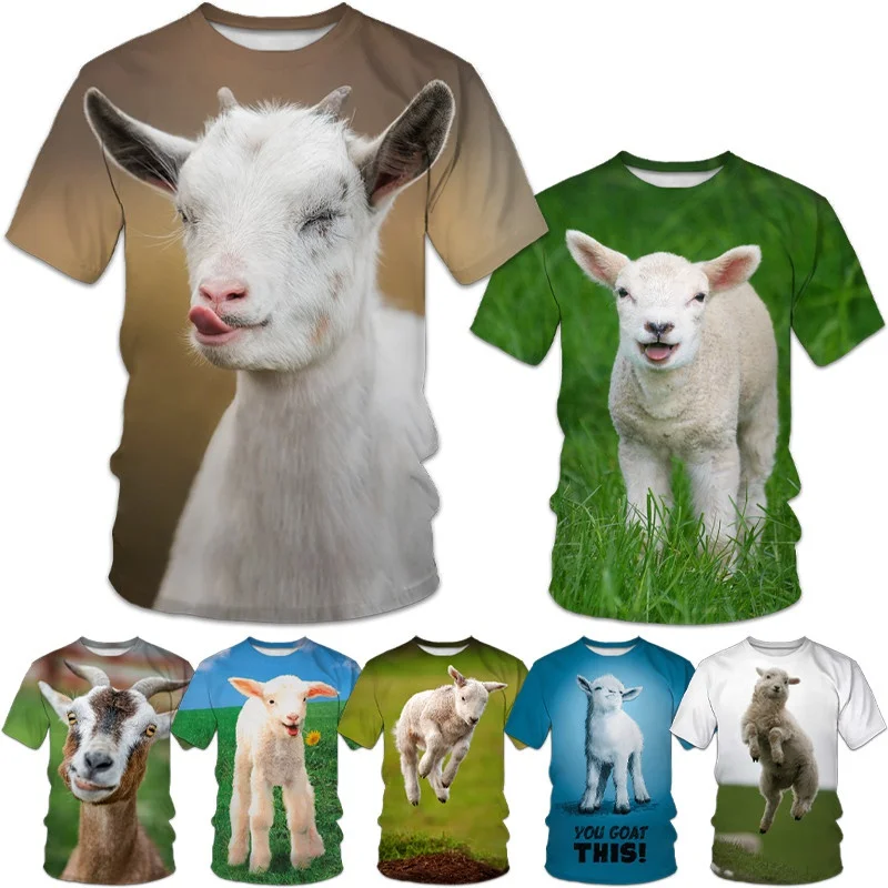 Cute Animal Goat 3D Summer Men Casual Fashion Girocollo Unisex Cool T-Shirt A Maniche Corte In Pecora Top