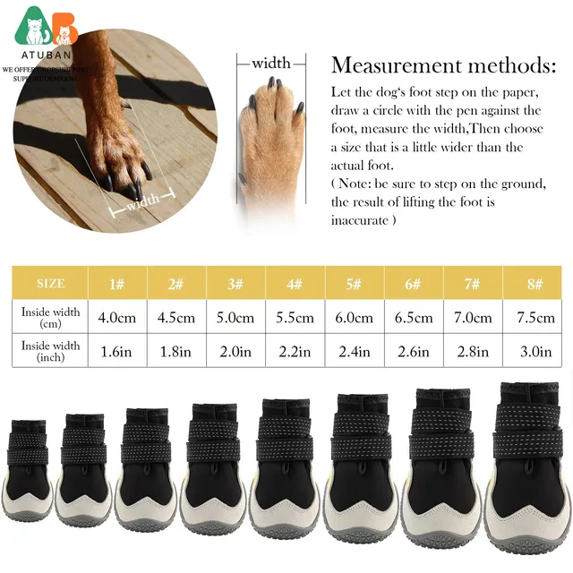 ATUBAN Dog Shoes for Large Size Dogs, Waterproof Medium Large Dog Boots, for Hot Pavement Winter Snow Hiking Breathable Elastic 2
