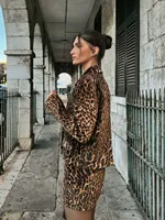 Fashion Long Sleeve Blazers Top Women 2 Pieces Leopard Printed Mini Skirt Sets Women's Suit Two Piece Set Women Outfit - Image 2