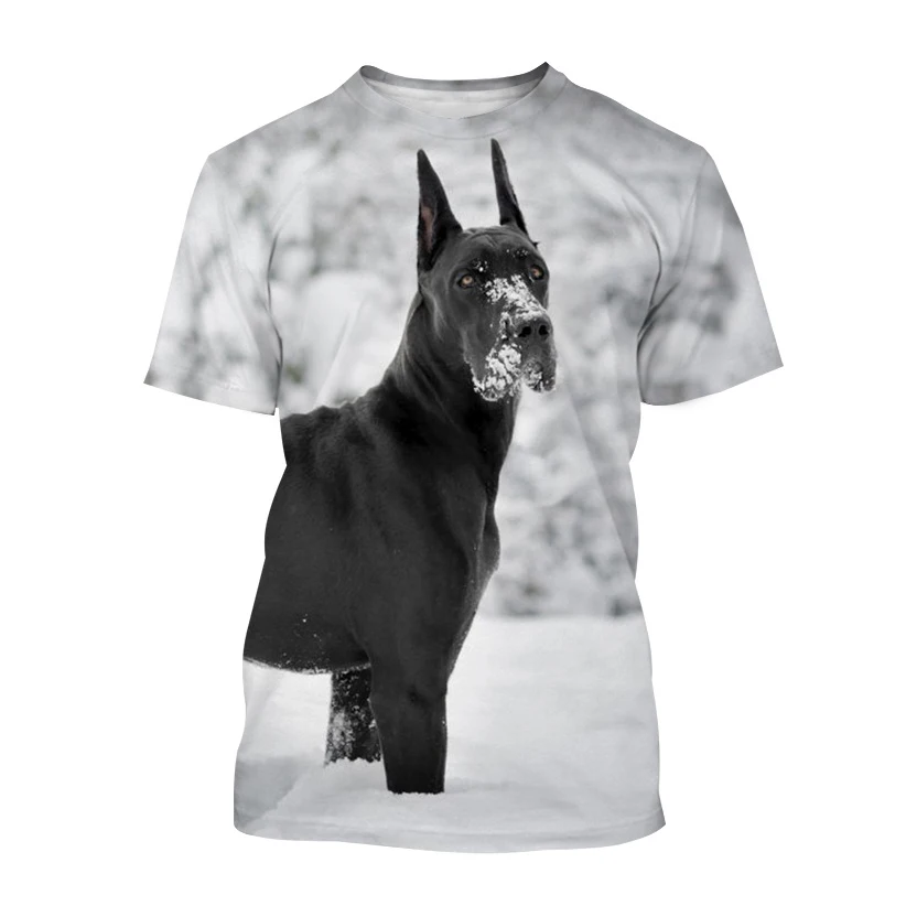 

2023 New Great Dane 3D Printing Men's Short Sleeve T-Shirt Fashion Casual Harajuku Animal Design Unisex Summer Top