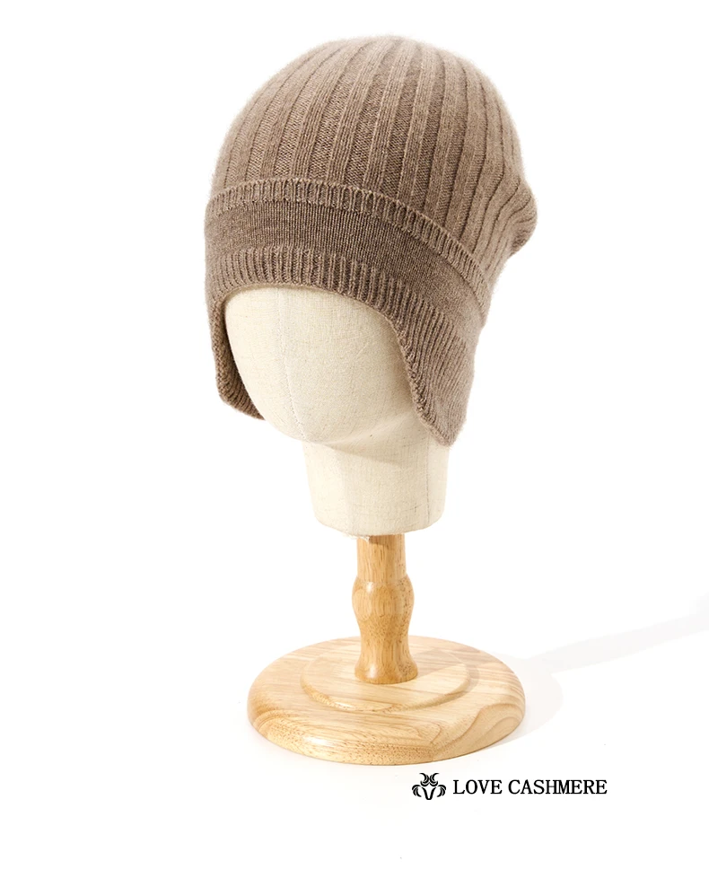 Kaschmir-Strick-Ohrenklappen-Kappen, gerippt, dicke Mützen, Winter-Vintage-Mütze, weiche Mütze, Wollmischung, warme Haarhaube für Damen und Herren – Detail 10
