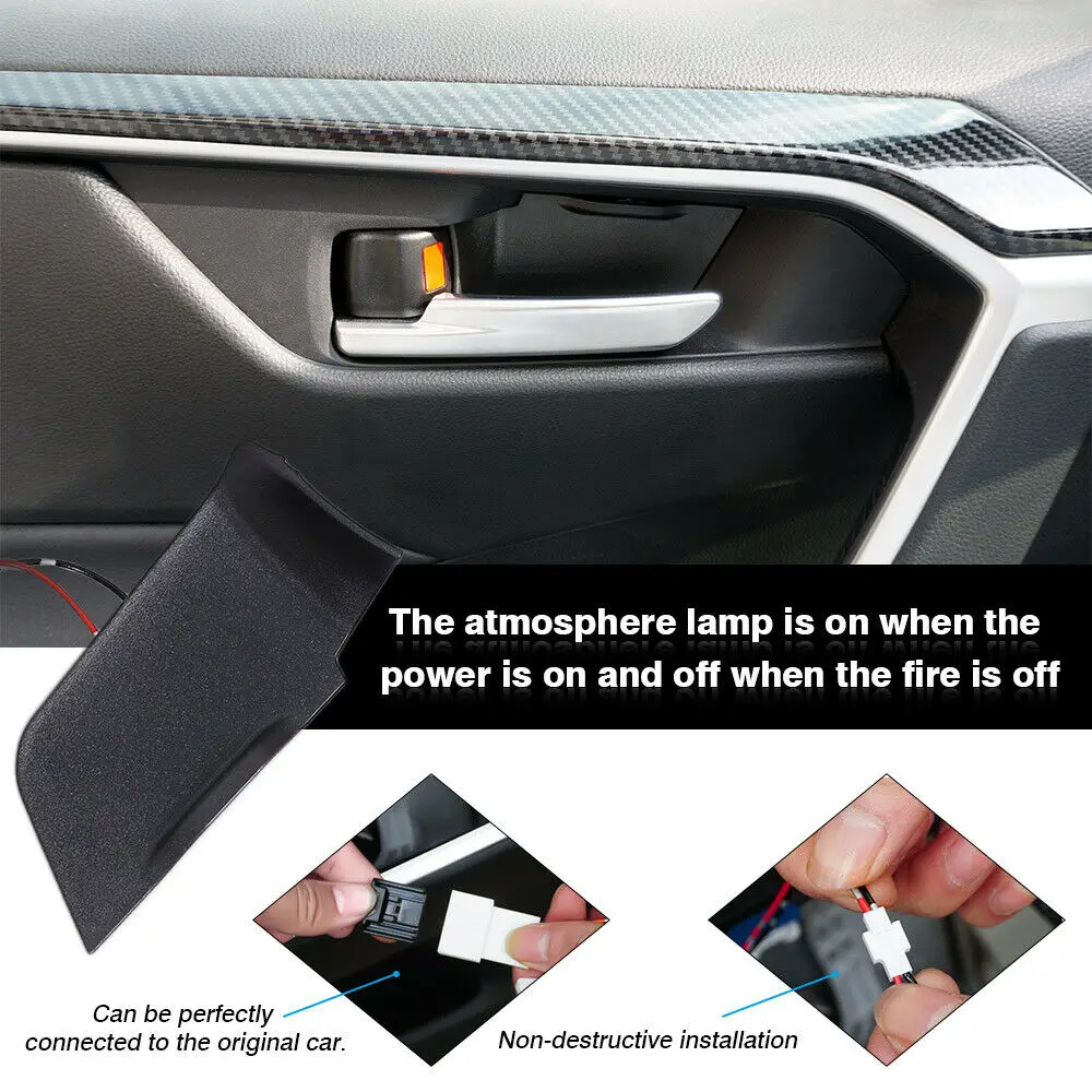도어 볼 팔걸이 분위기 조명 인테리어 LED 블루 장식 도어 볼 핸들 프레임 조명 (도요타 RAV4 2020용)