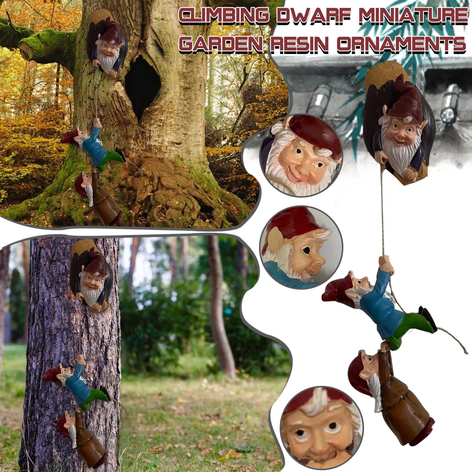 

Outdoor Christmas Ornaments for Tree Large The Hugger Garden Tree Gnomes Decor Statue Door Tree Hugger Christmas Ornament Cute