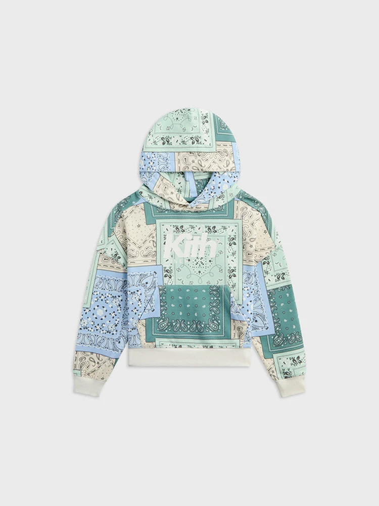 KITH KIDS Deconstructed Bandana Nelson 후디 아동복 호두꽃무늬 후디 맞춤형 디자인 서비스
