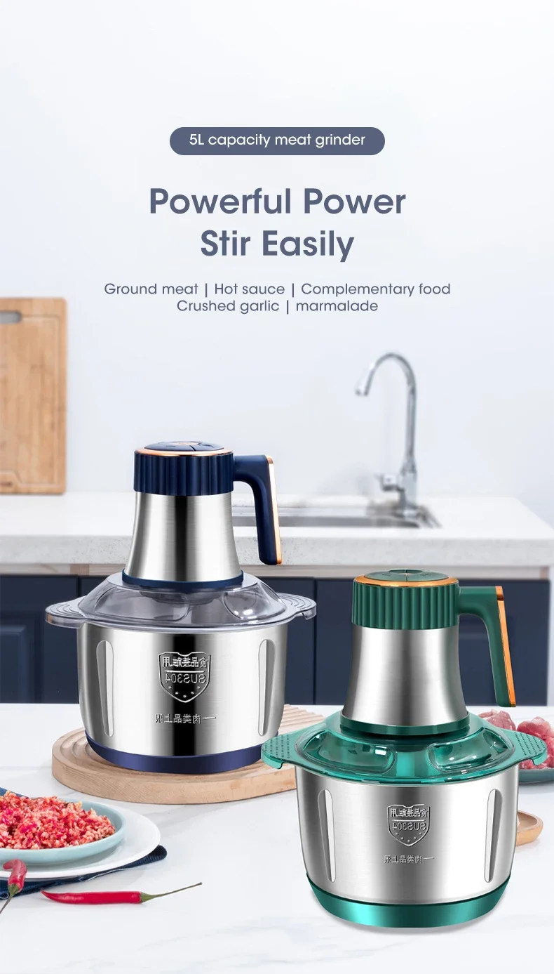 Description Picture 2 of item5L Electric Meat Grinders 304 Stainless Steel Food Crusher Multifunctional Vegetable Slicer Chopper Mincer Baby Food Processor