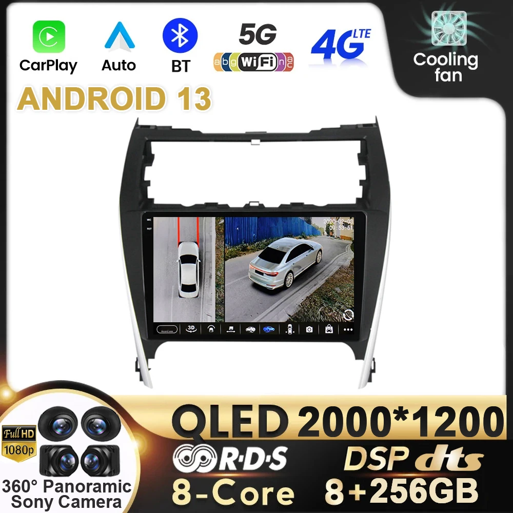 

Автомобильный радиоприемник Android 13 для Toyota Camry 2012 - 2017 экран DSP Aar GPS навигация мультимедийный стерео радиоплеер QLED WIFI 4G BT