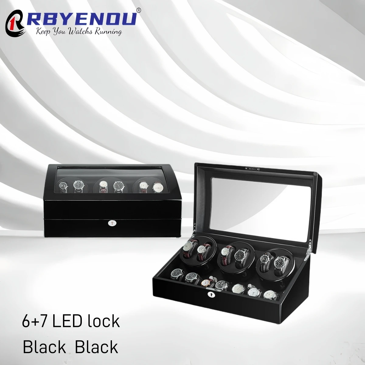 Pro rolex luxusní watchs displej skříňka otočný hodinky winders skříňka LED zamknout hodinky pouzdro 7+6 watchwinder personalizované přizpůsobené logem