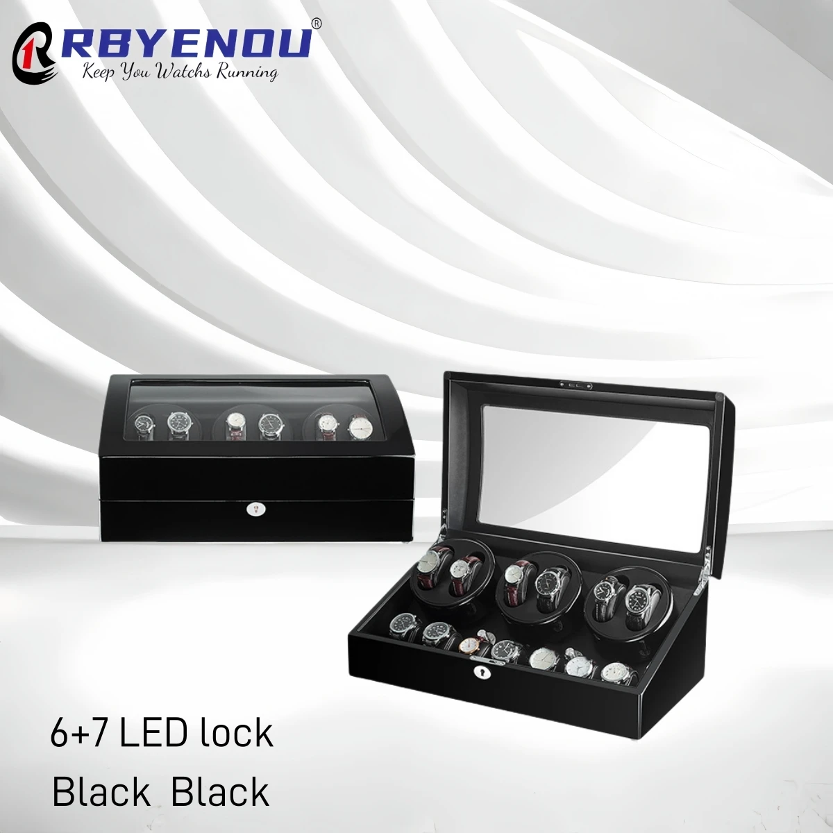 For Rolex Luxury Watchs Display Box Rotatable Watch Winders Box LED Lock Watch Case 7 + 6 WatchWinder Personalized watch winder watch display case