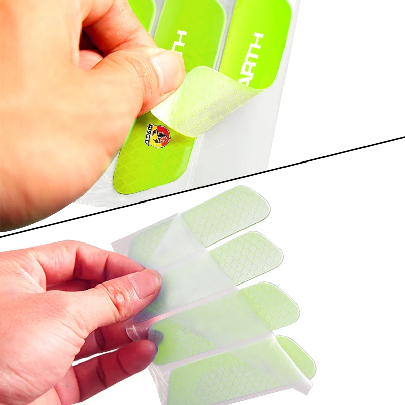 4PCS 자동차 문 안전 경고 반사 마크 스티커 자동차 스타일링 아바스 피아트 500 FR 스틸로 도블로 티포 란치아 무사 그란데용