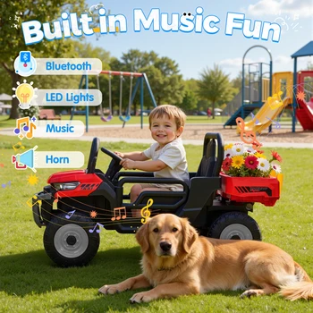 12 Volt Ride on Toys, Electric Truck for Toddler, Holiday Gift with Dump Bed, Remote Control, Music,Shovel 6