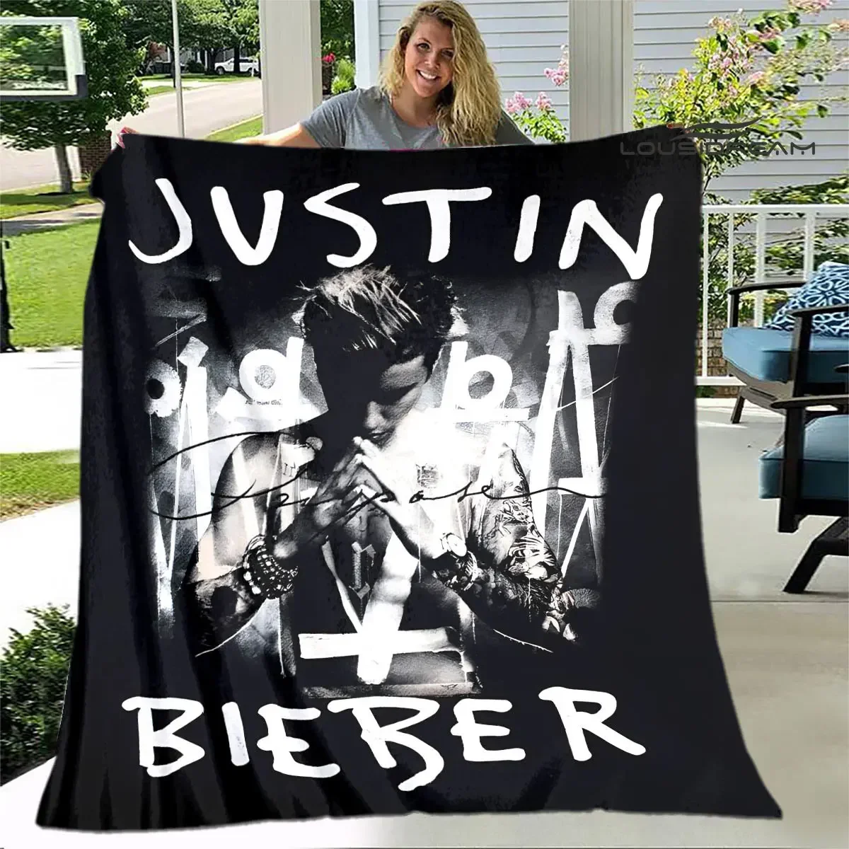 3D Justin Bieber printing blanket children's warm blanket Picnic blanket soft and comfortable blanket Home travel blanket 4