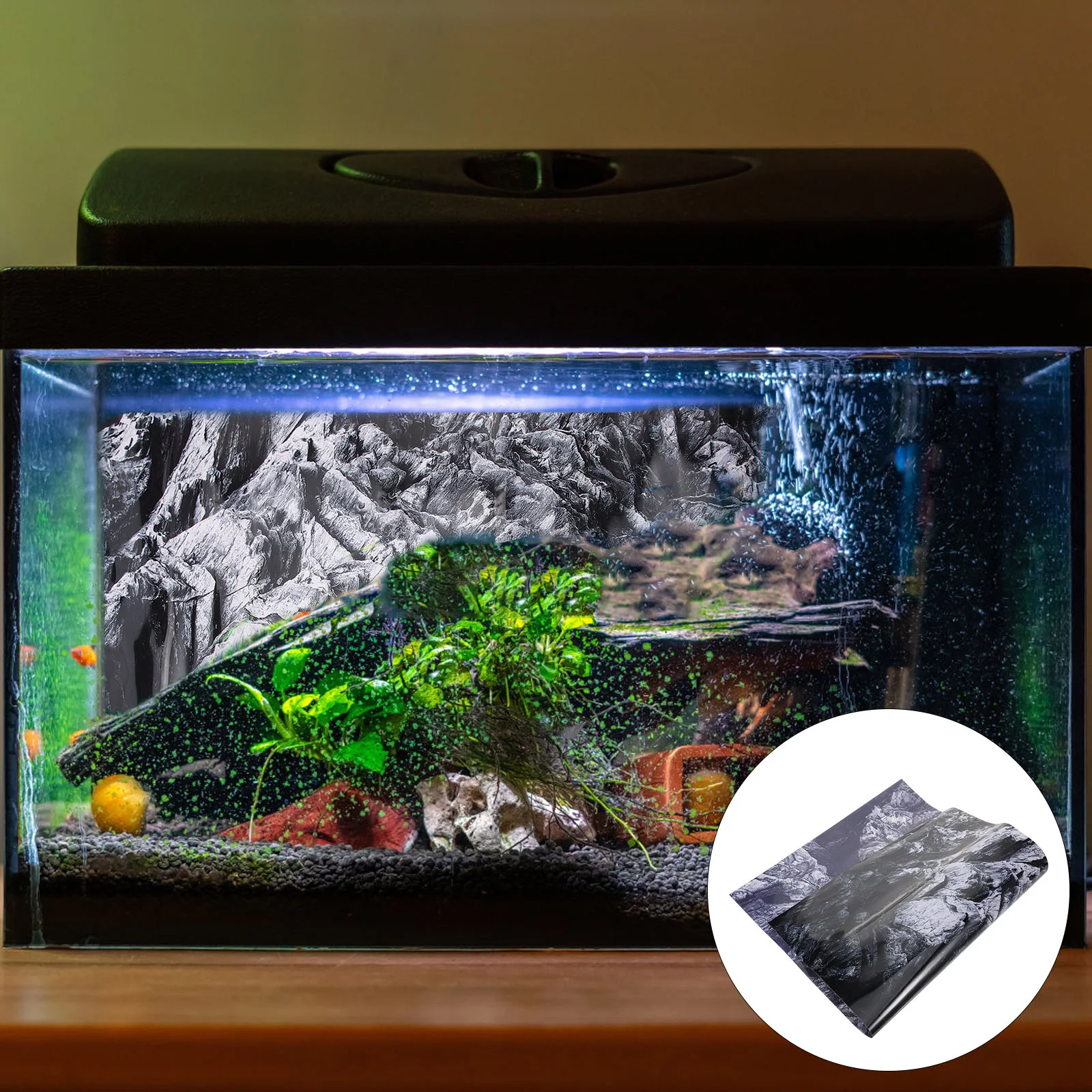 

Fish Tank Background Sticker Stickers Aquarium Backdrop Small Picture Decal Pvc