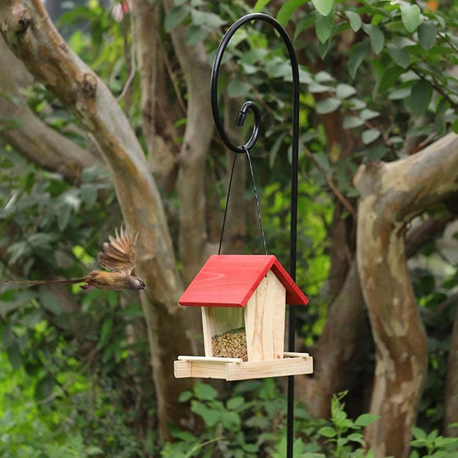 Gardening Tool 2Pcs Metal Shepherd Crook Hooks Flowerpot Holder Resistant Bird Feeder Pole Garden Outdoor Plant Basket Lamp Hanger Decorative