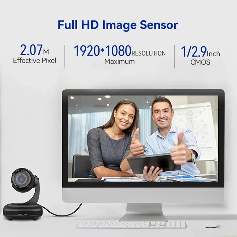 AI 추적 기능이 있는 USB2.0 1080P 3배 광학 줌 라이브 스트리밍 PTZ 카메라 (방송, 회의, 이벤트, 교회용)-A86Z
