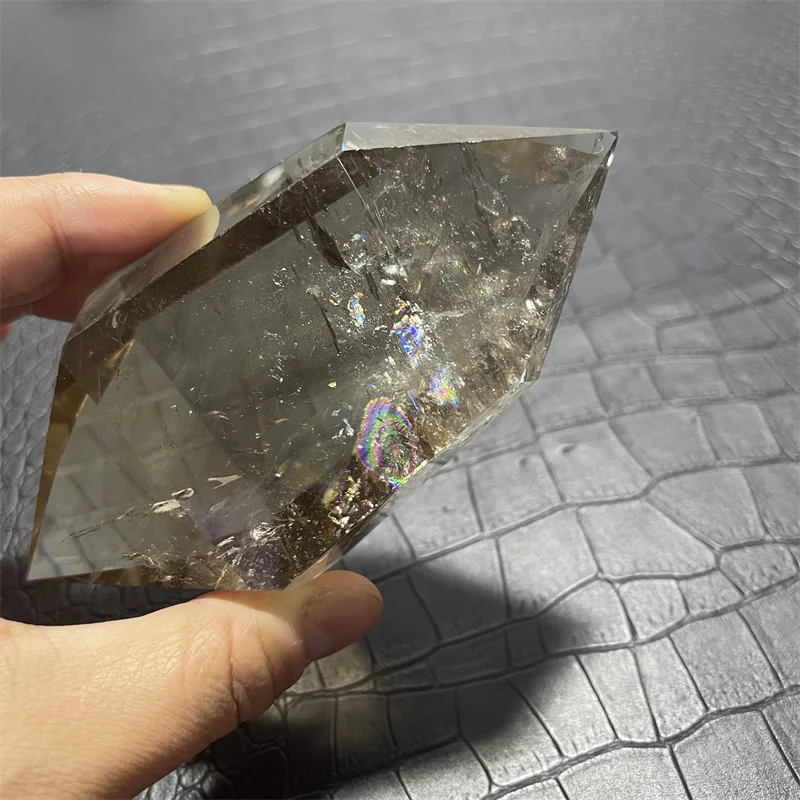 Rainbow Natural Smoky Citrine Quartz Crystal Hexagonal Double Terminated Points Wand Meditation Reiki Healing Stone 6