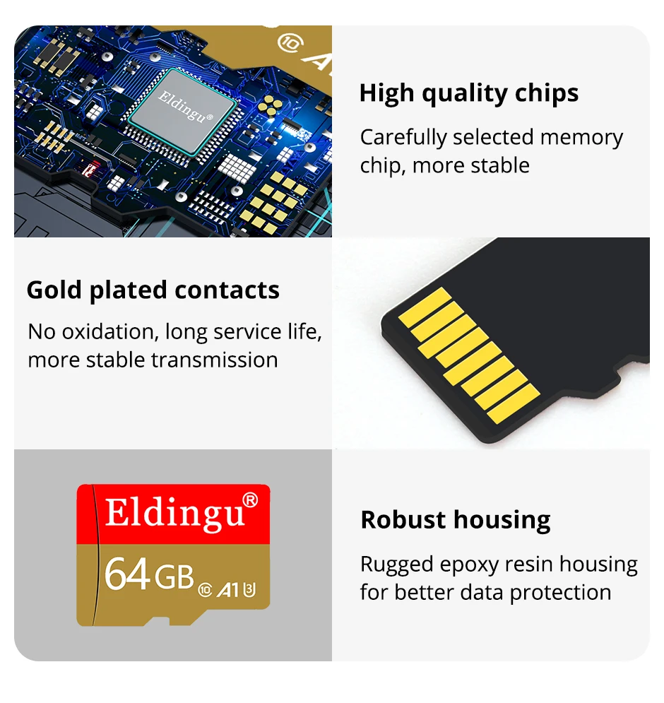 Eldingu Original TF-Karte 64G Class10 A1 für Überwachungsvideo MP3 MP4 Handy-Speicherkarte 32 GB U1 TF-Karte 128 GB U3 – Detail 7