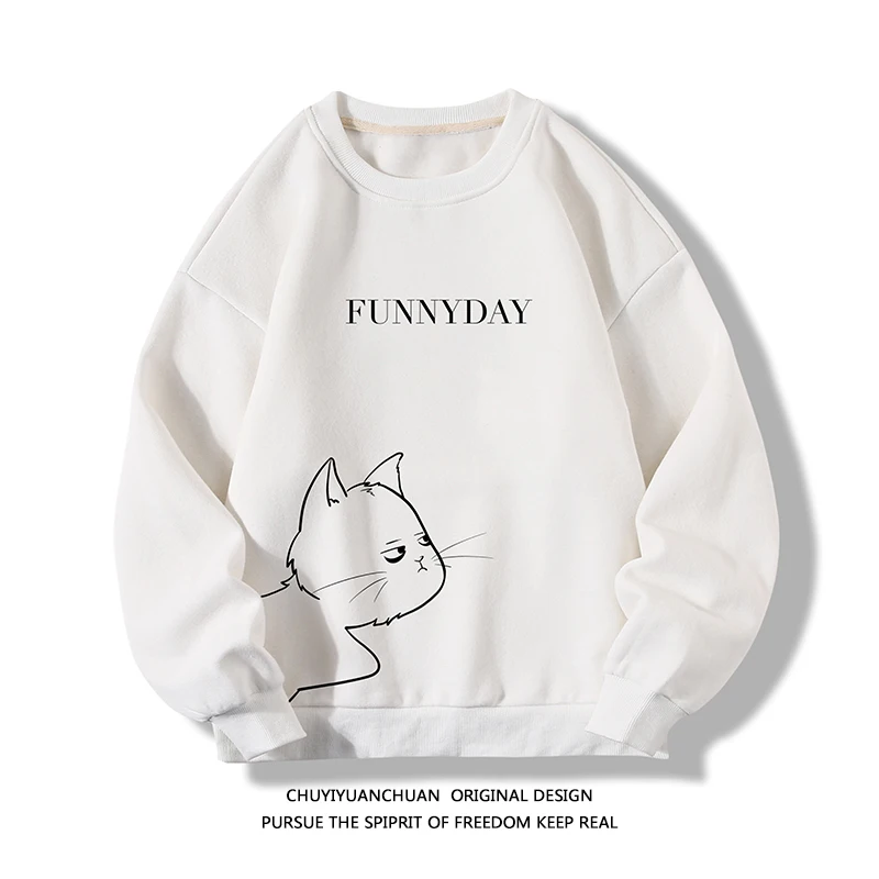 

Autumn New Men's Fashion Round Neck Sweatshirts Print Loose Large Size Daily Casual Long Sleeve Sweatshirts 6 Styles