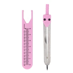 Stainless Steel EKG Calipers with Precision Ruler and Drafting Divider (Pink)