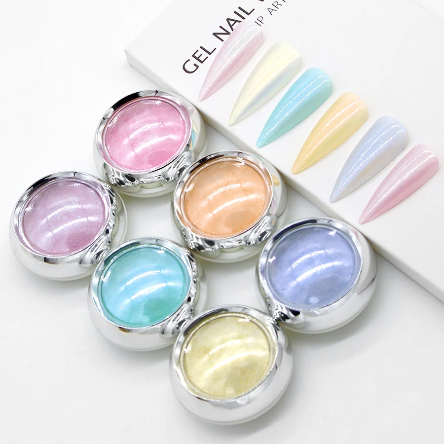 6 Colori/Set Polvere Per Unghie Glitter Per Unghie Arcobaleno Pigmento Polvere Aurora Nails Decor