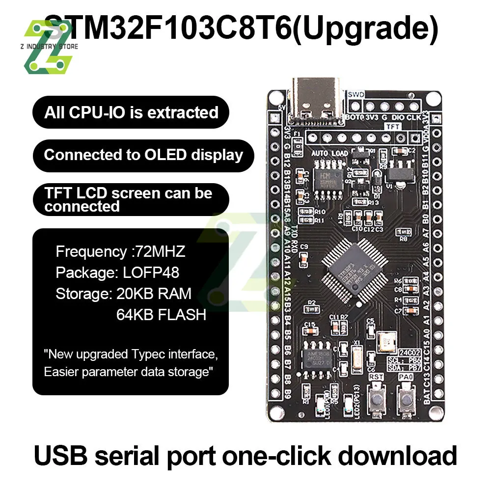 

STM32F103C8T6 ARM STM32 Minimum System Development Board Upgrade Serial Port One Click Download of C8T6 Microcontroller