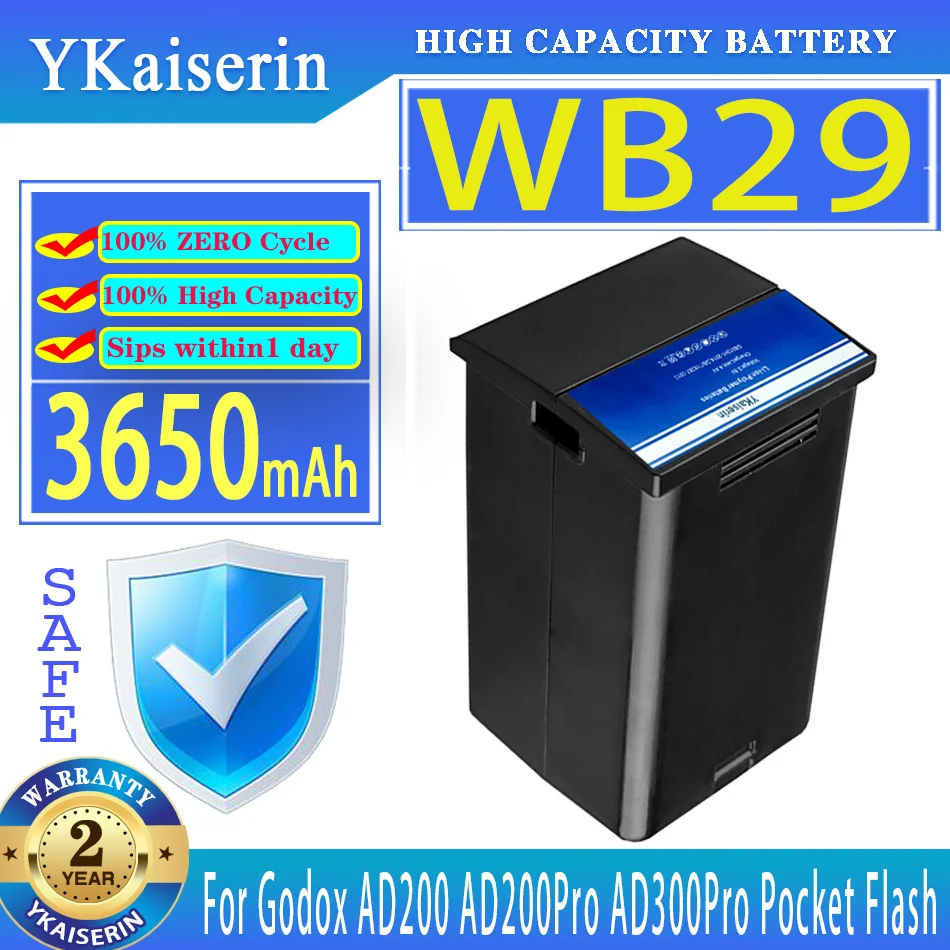 

YKaiserin WB29 3650mAh Lithium Battery Power Pack for Godox Witstro AD200 AD200PRO AD200 PRO(AD200 Battery) + Track NO