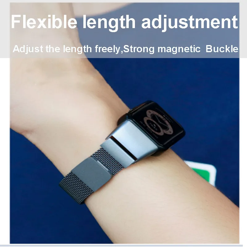 Milanese Magnetic Loop Metal Strap with TPU Case & Screen Protector Film