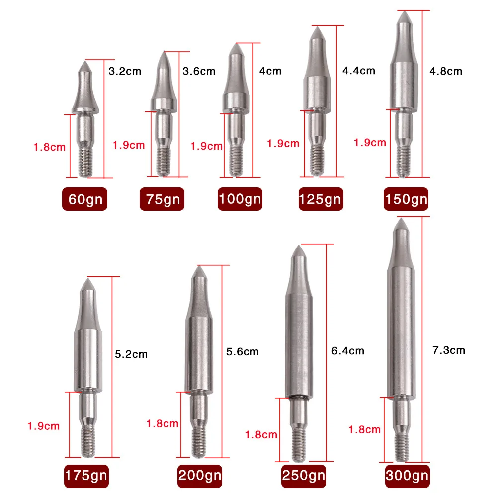 Archery Arrowhead 6/12pcs Stainless Steel Arrow Point Tip Broadhead Head for ID6.2mm OD7.6/8.0mm Arrows Shaft