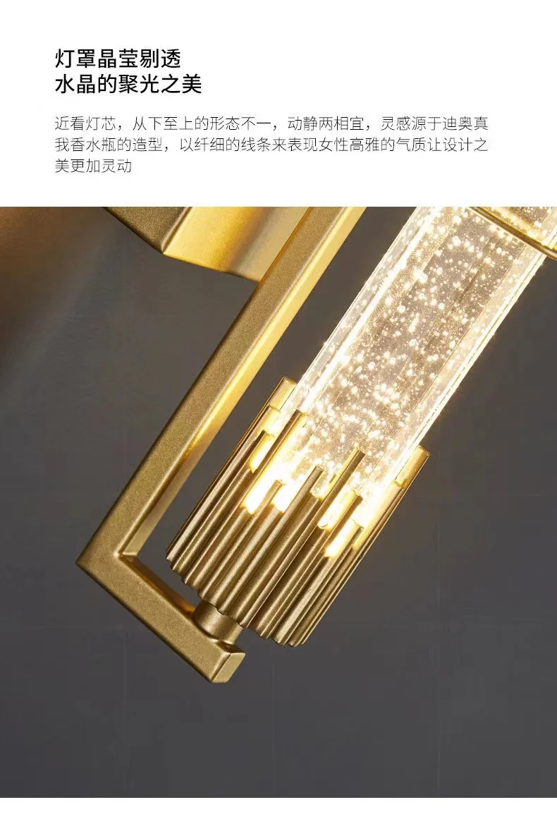 wall hanging lights Luxury Bubble crystal wall lamp bedroom bed long strip minimalist living room background wall light hotel corridor wall light plug in sconce